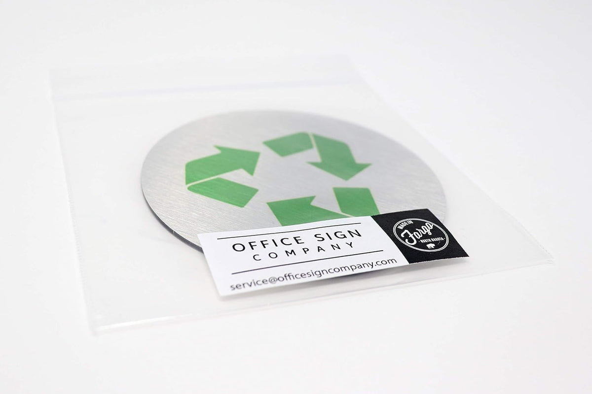 Metal Trash & Recycling Signs | Garbage & Recycling Bin Marker | Set of 2 - 1 Black Trash Sign & 1
