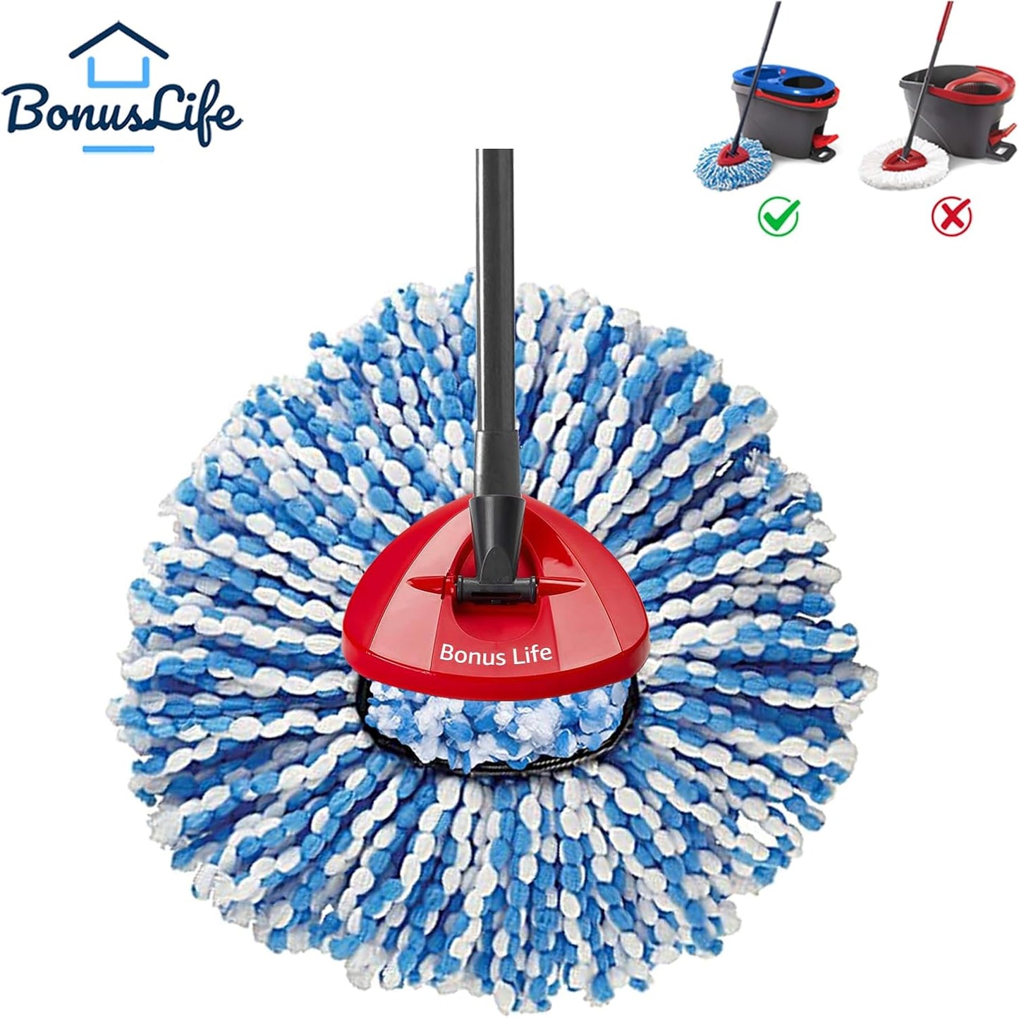 BonusLife 6-Pack Mop Head for O-Ceda RinseClean Spin Mop Refill 2-Tank System Only Easy Cleaning