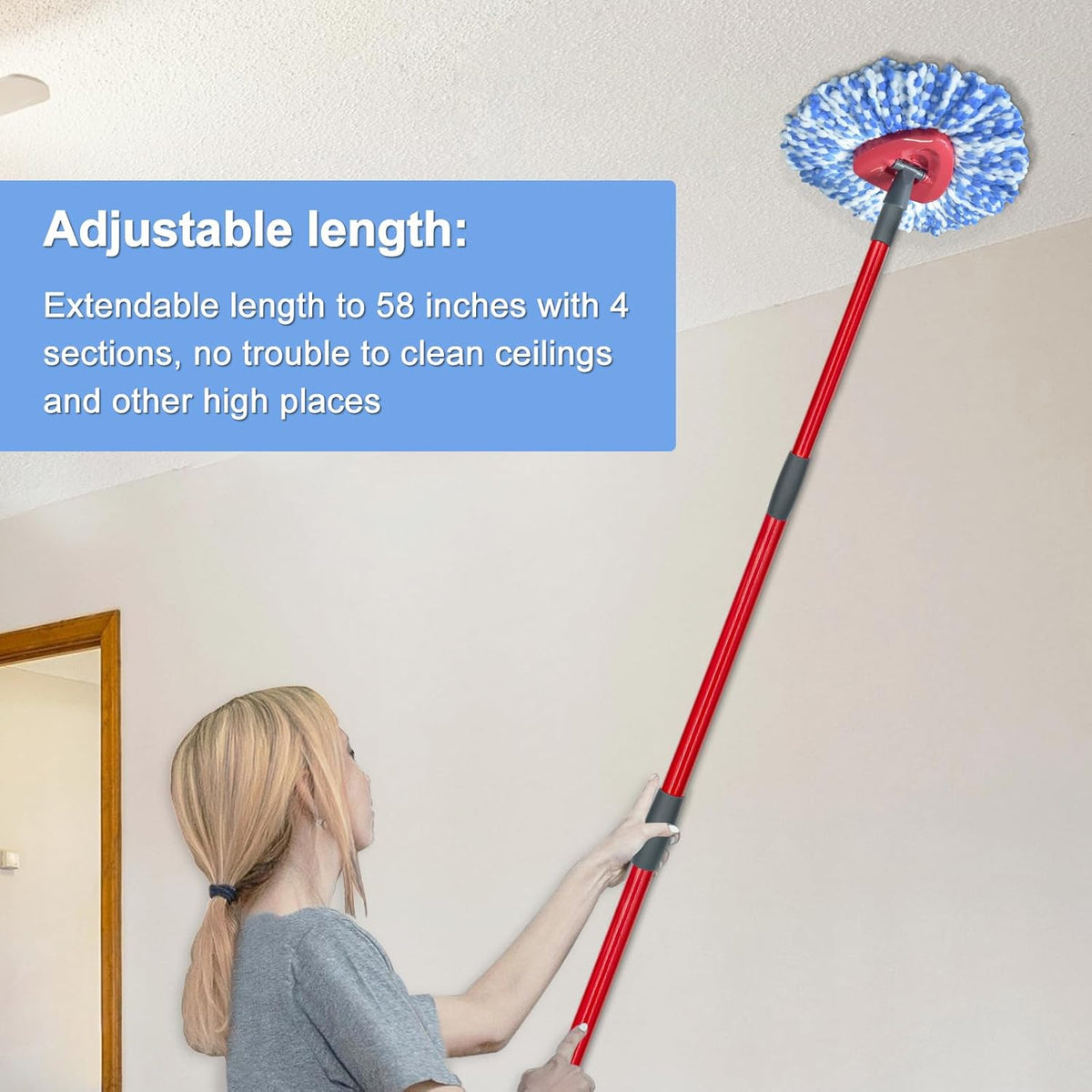 Spin Mop Replace Head, Base, Scrubber, Mop Handle for OCedar RinseClean 2-Tank System, Include 2