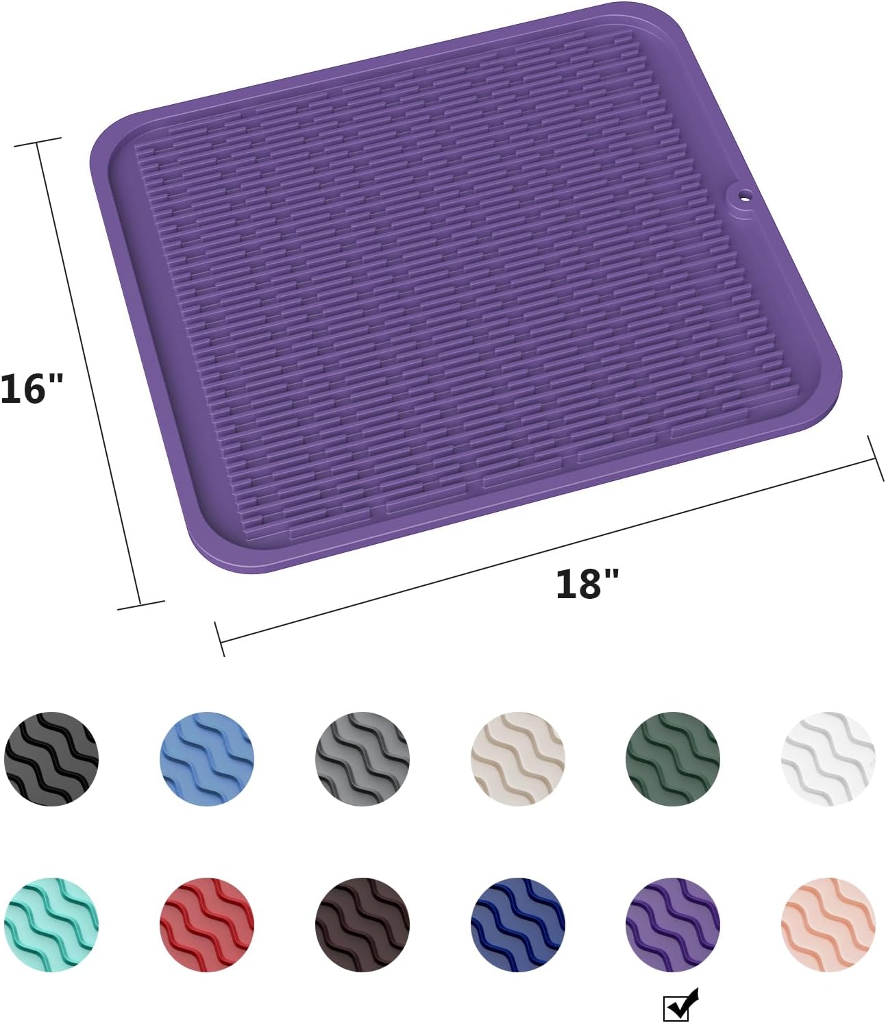 ZLR Silicone Dish Drying Mat for Kitchen Counter, Eco-Friendly Fast Dry Dish Mat, Easy Clean Multi