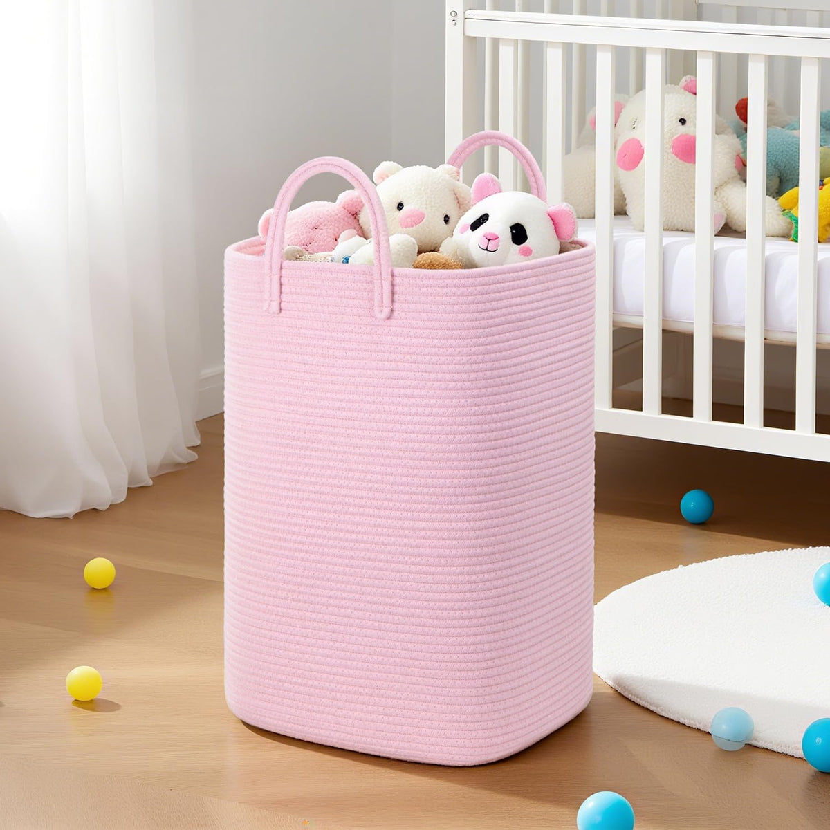Laundry Basket,Woven Cotton Rope Laundry Hamper,80L Versatile Storage for Dirty Clothes,Baby