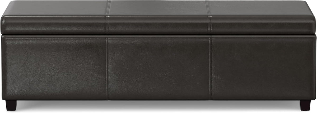 SIMPLIHOME Avalon 54 inch Wide Contemporary Rectangle Extra Large Storage Ottoman Bench in Tanners