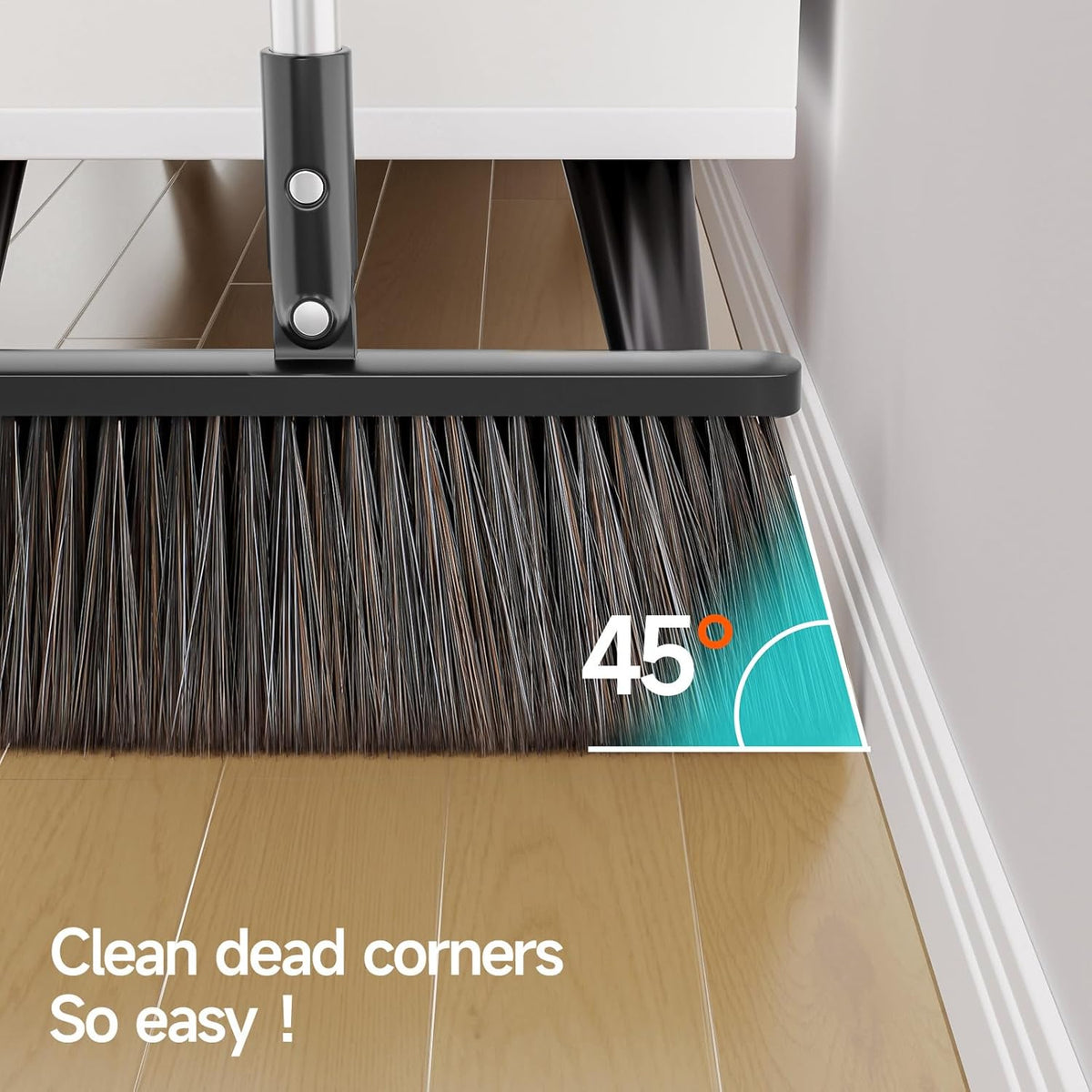 Broom and Dustpan Set for Home, Extra Brush Head & 51.6" Adjustable Long Handle, with Comb Teeth