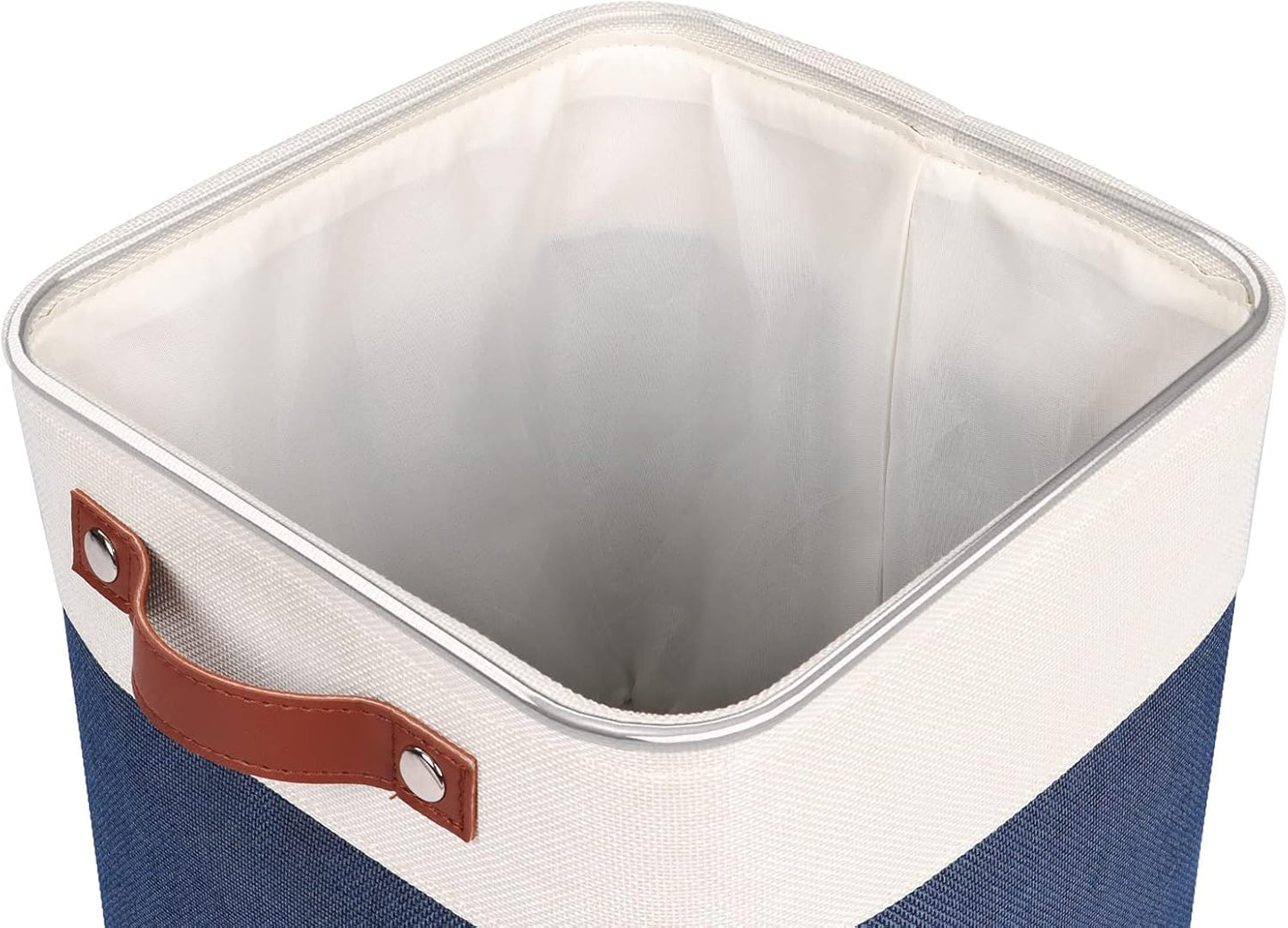 Univivi Fabric Cube Bins Set of 4 Storage Baskets with PU Handles for Home Closet Foldable Storage