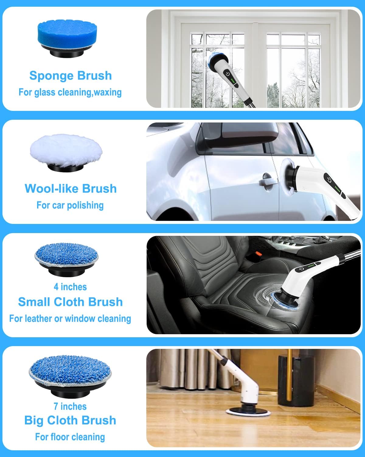 Leebein Electric Spin Scrubber, Cordless Cleaning Brush with 8 Replaceable Brush Heads, Tub and