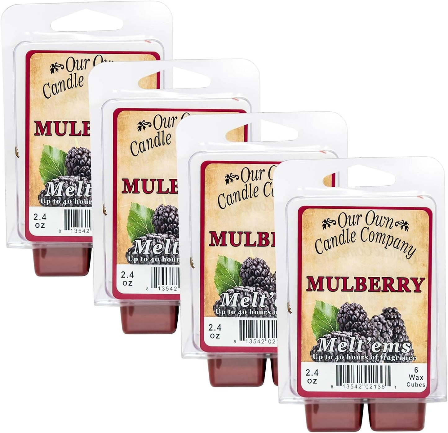 Our Own Candle Company Premium Wax Melt, Mulberry Scent, Handmade in The USA, 24 Cubes (4 Pack
