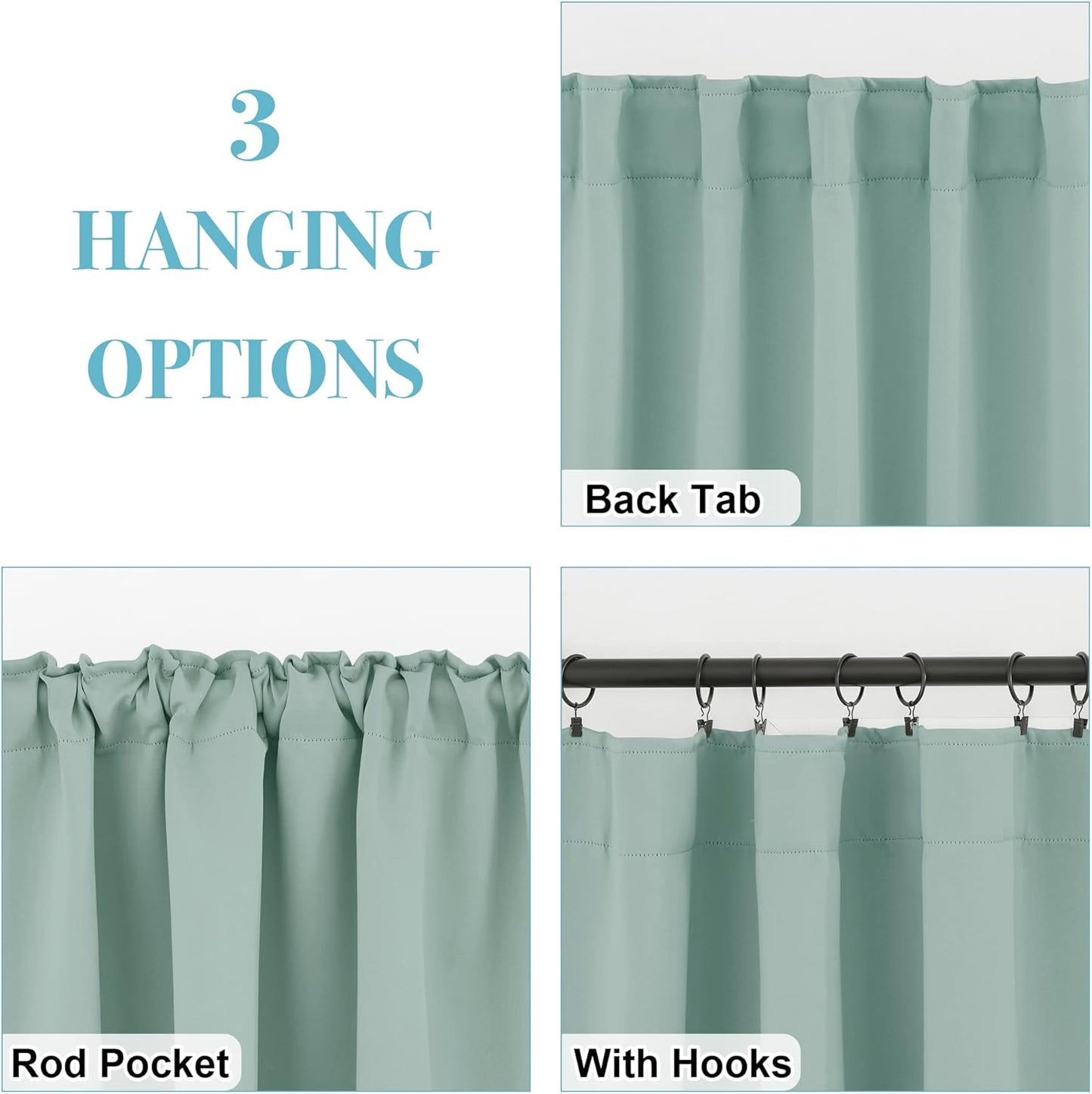 RYB HOME Kitchen Window Curtains - Blackout Privacy Half Window Curtains for Bedroom Bathroom