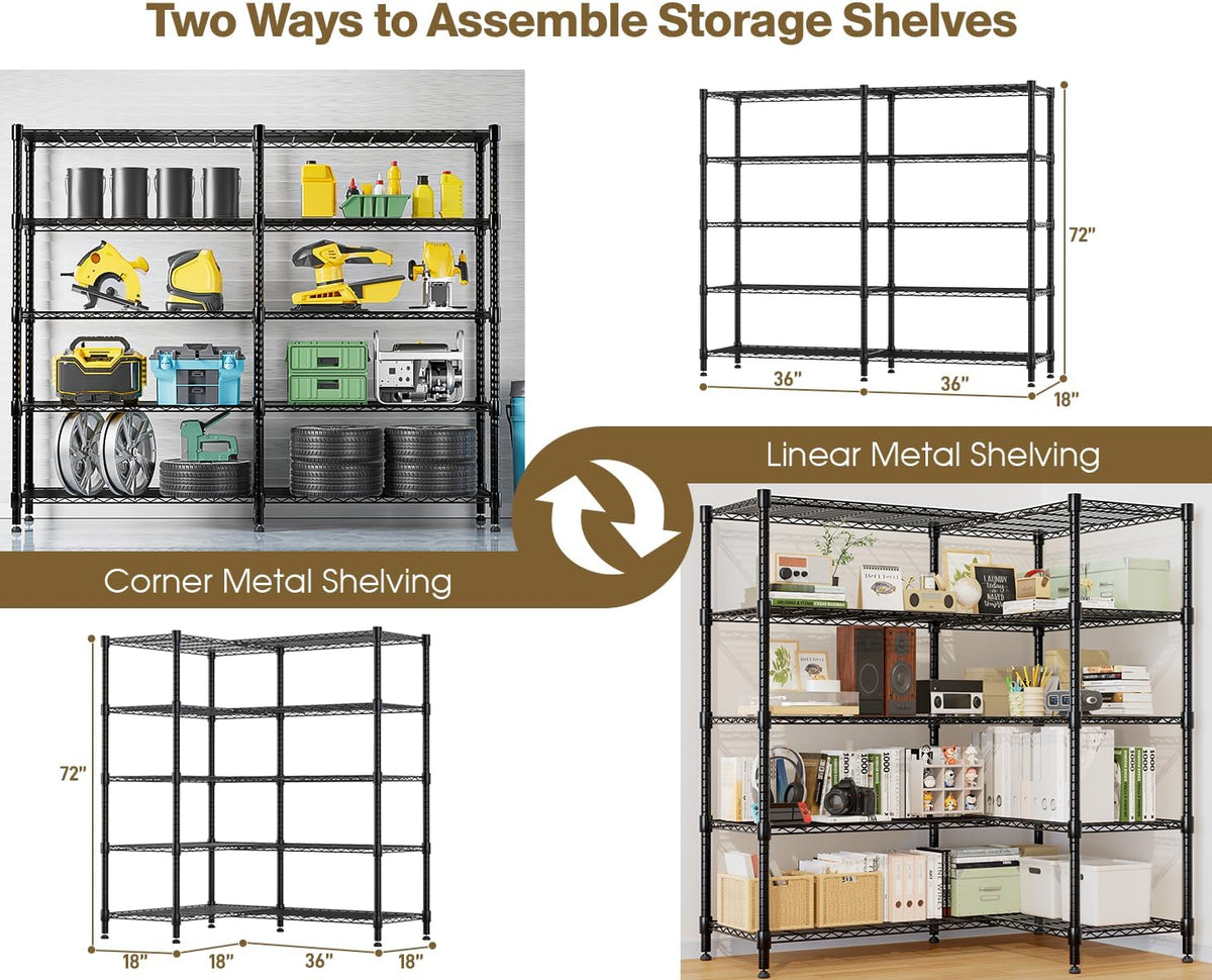 Himimi 72" W Wire Rack Shelving-2000LBS Capacity, Adjustable Storage Shelves Metal Shelves for
