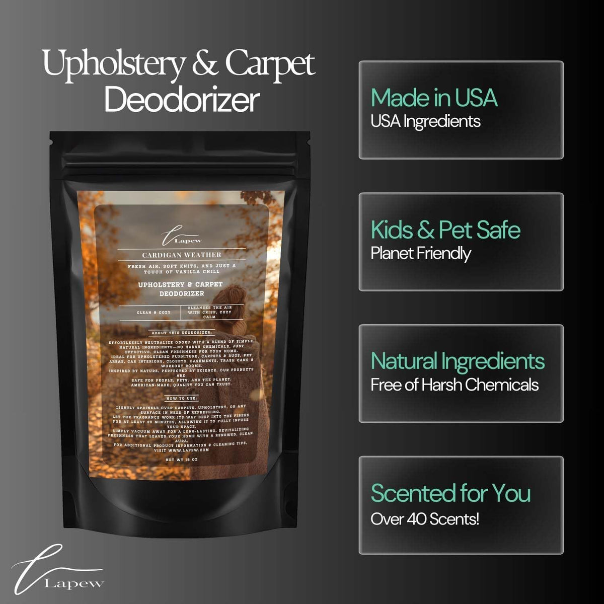 Cardigan Weather Carpet Freshener Powder: Powerful Odor Eliminator for Home, Upholstery Deodorizer