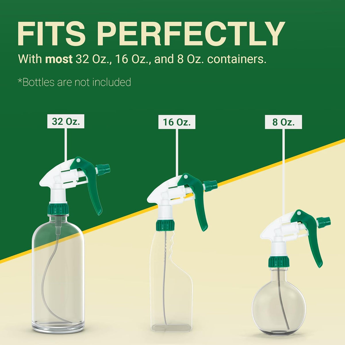 Heluva Green Spray Bottle Nozzle Replacement, Bottle Tops Only - Sprayer Nozzle Triggers for Heavy