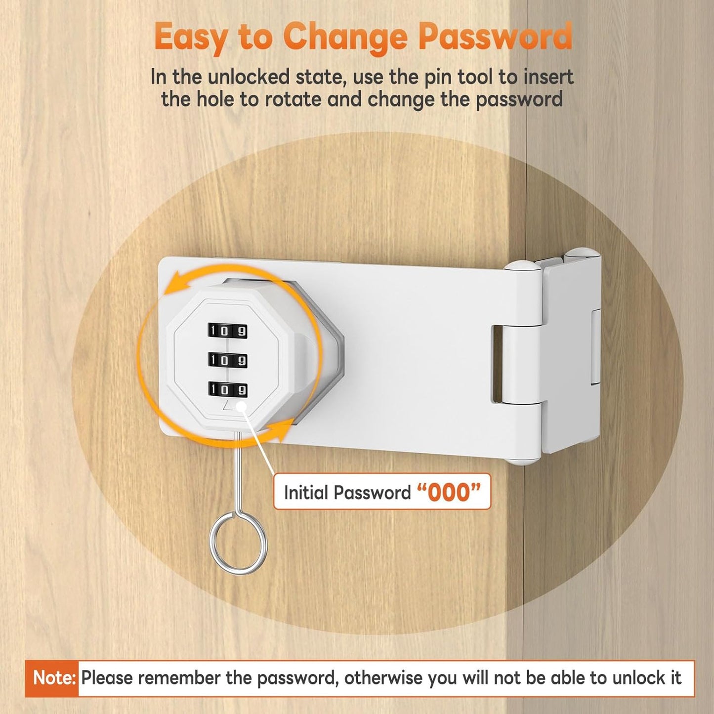 90 Degree 3-Digit Combination Cabinet Lock, Zinc Alloy Keyless Folding Hasp Lock Latch, Password