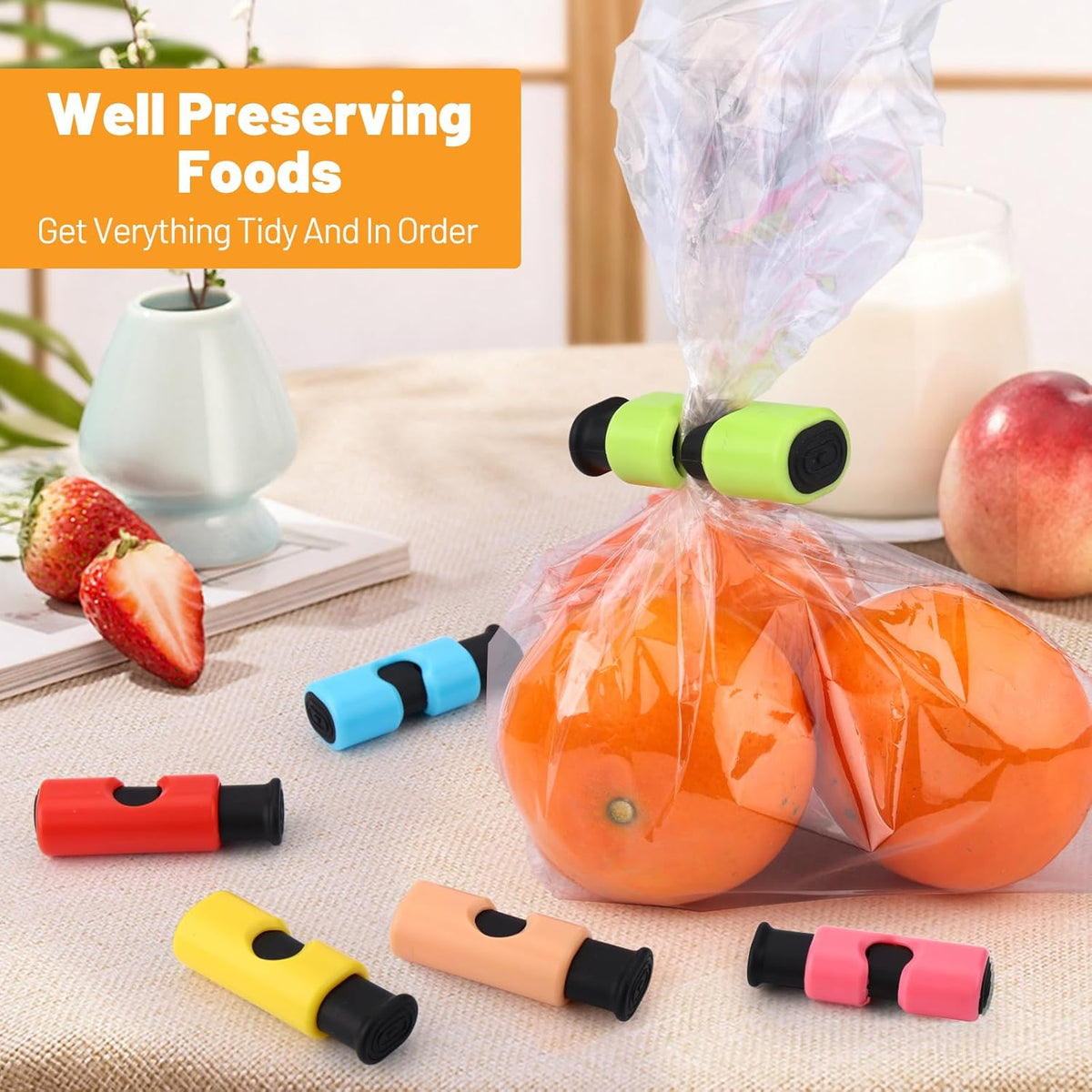 AmoreAngel Crafts 12 Pack Bread Bag Clips,Squeeze Lock Food Bag Clips, Plastic Sealing Clip for