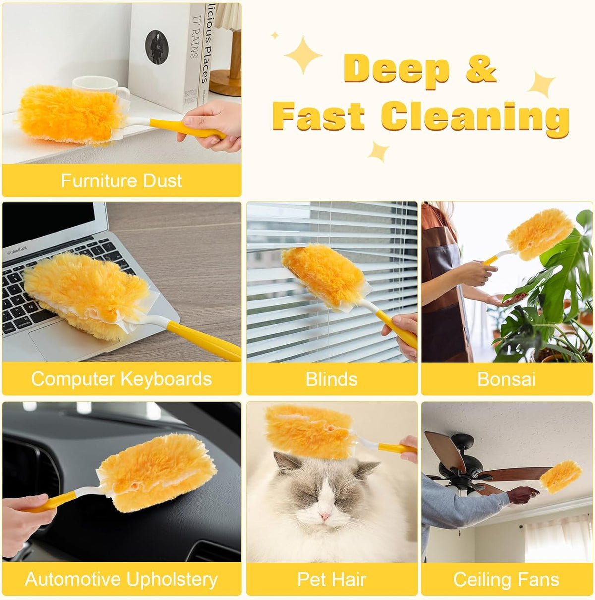 360° Heavy Duty Duster Refills for Swiffer Duster,30 Pack & 1Handle 4X Faster Electrostatic Deep