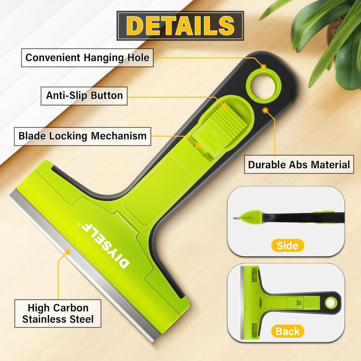 DIYSELF 1 Pack Razor Blade Scraper with 10 Extra Razor Blades, Scraper Tool, Glass Scraper for