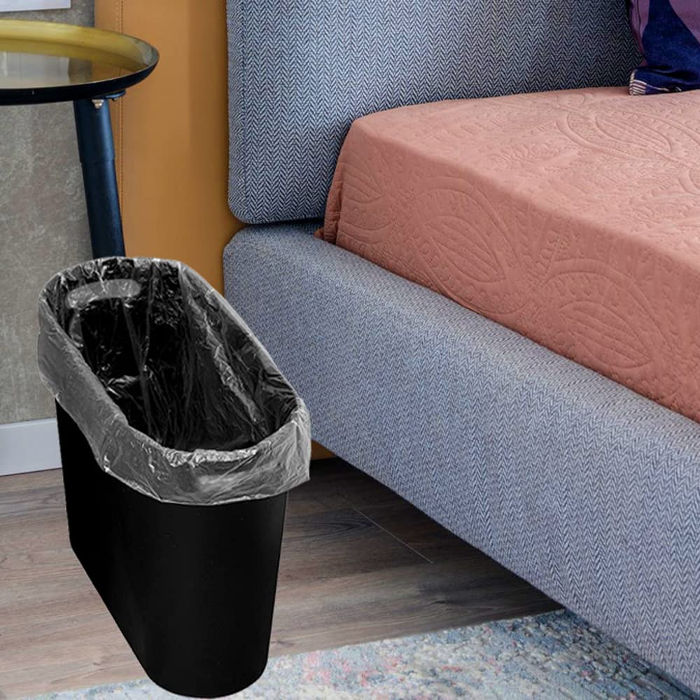 Small Trash Can Plastic Bathroom Wastebasket 3.2 Gallon Slim Garbage Container Bin with Handle for