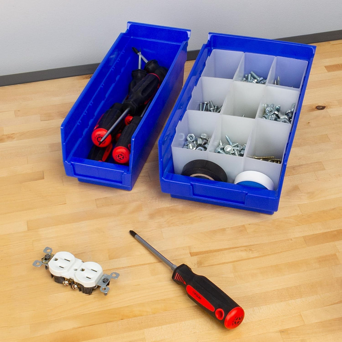 Akro-Mils 30120 Plastic Shelf Bins, Heavy Duty Storage Bins for Garage, Closet, and Drawer