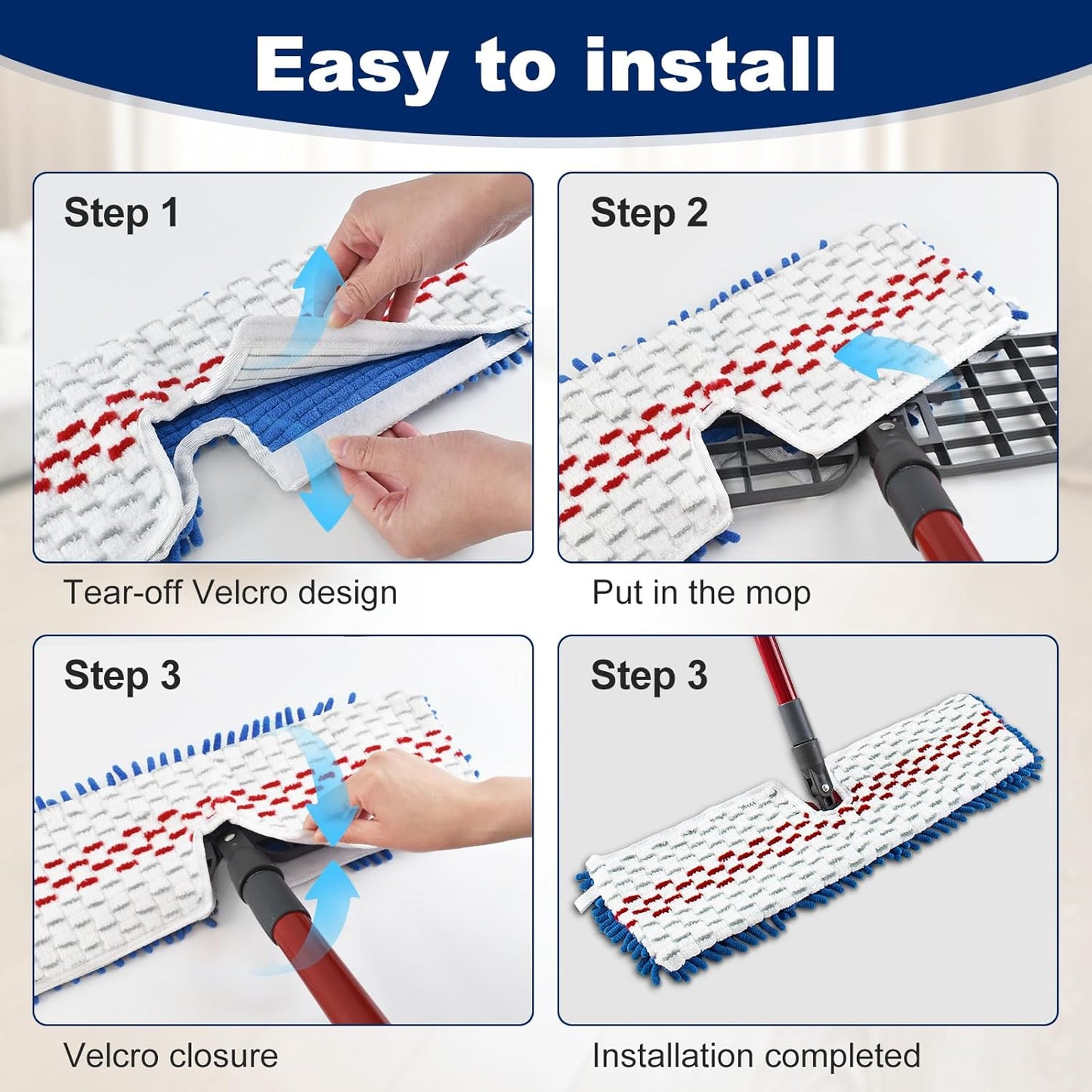 4 Pack Mop Replace Head for Ocedar Hardwood Floor'n More 3-Action Flip Mop,Mop Heads Replacements