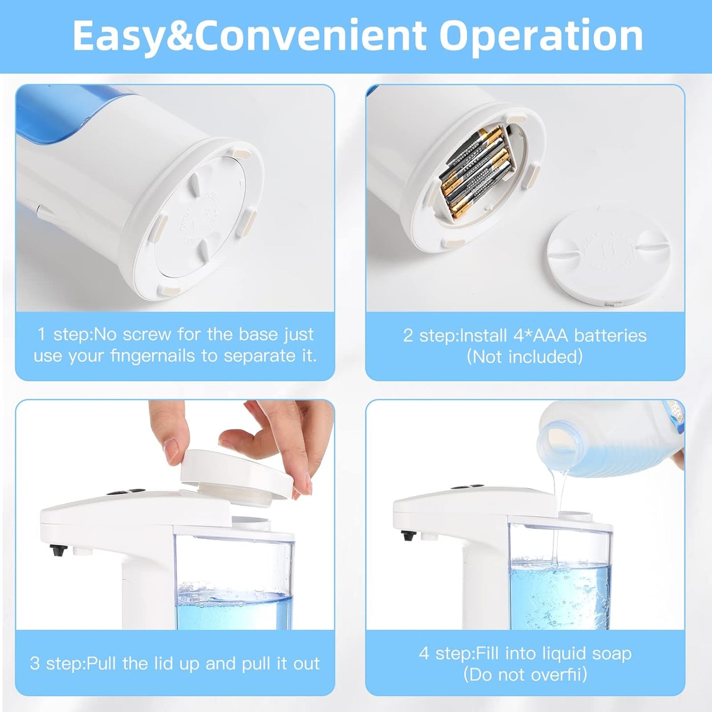 Automatic Soap Dispenser 400ml/13.5oz,Clear High Capacity Touchless with Infrared Sensor,HandsFree