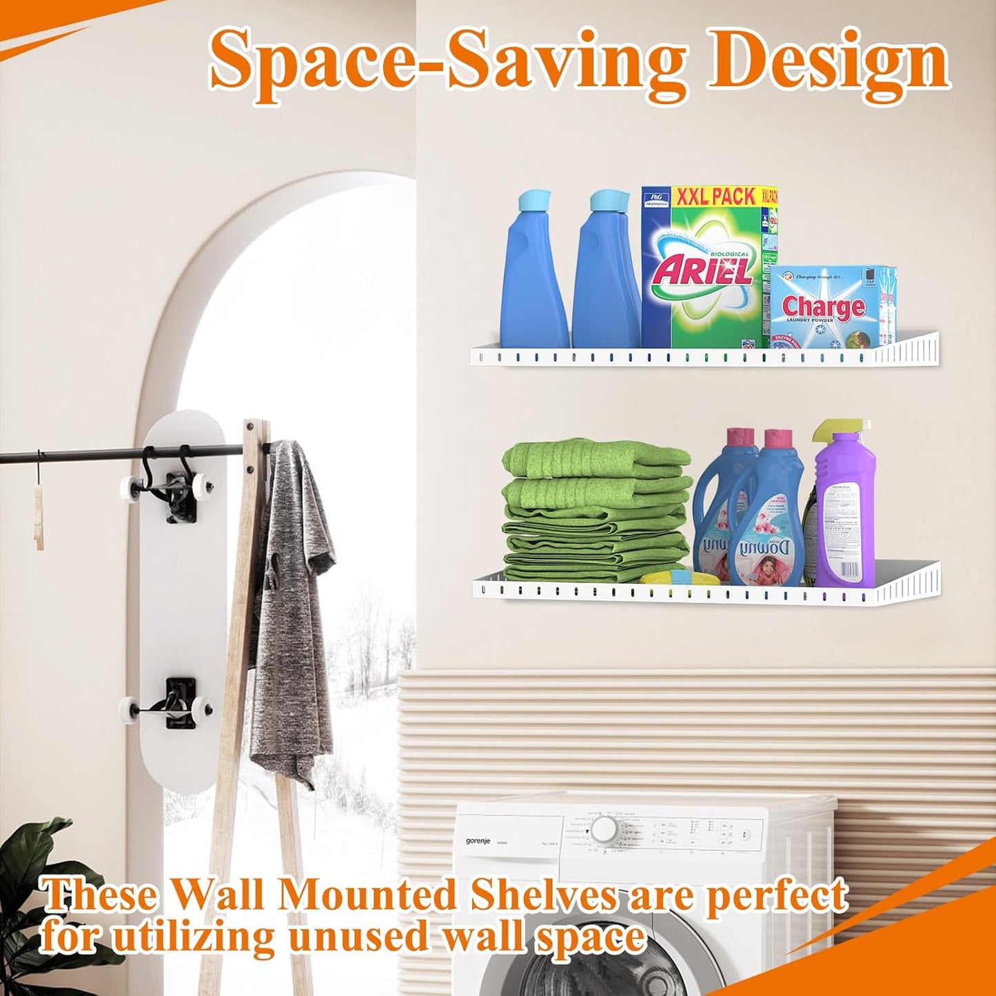 PEKGRIL 2 Pack Garage Wall Shelf, 1X2 Ft Heavy Duty Garage Shelving, Wall-Mounted Storage Shelves