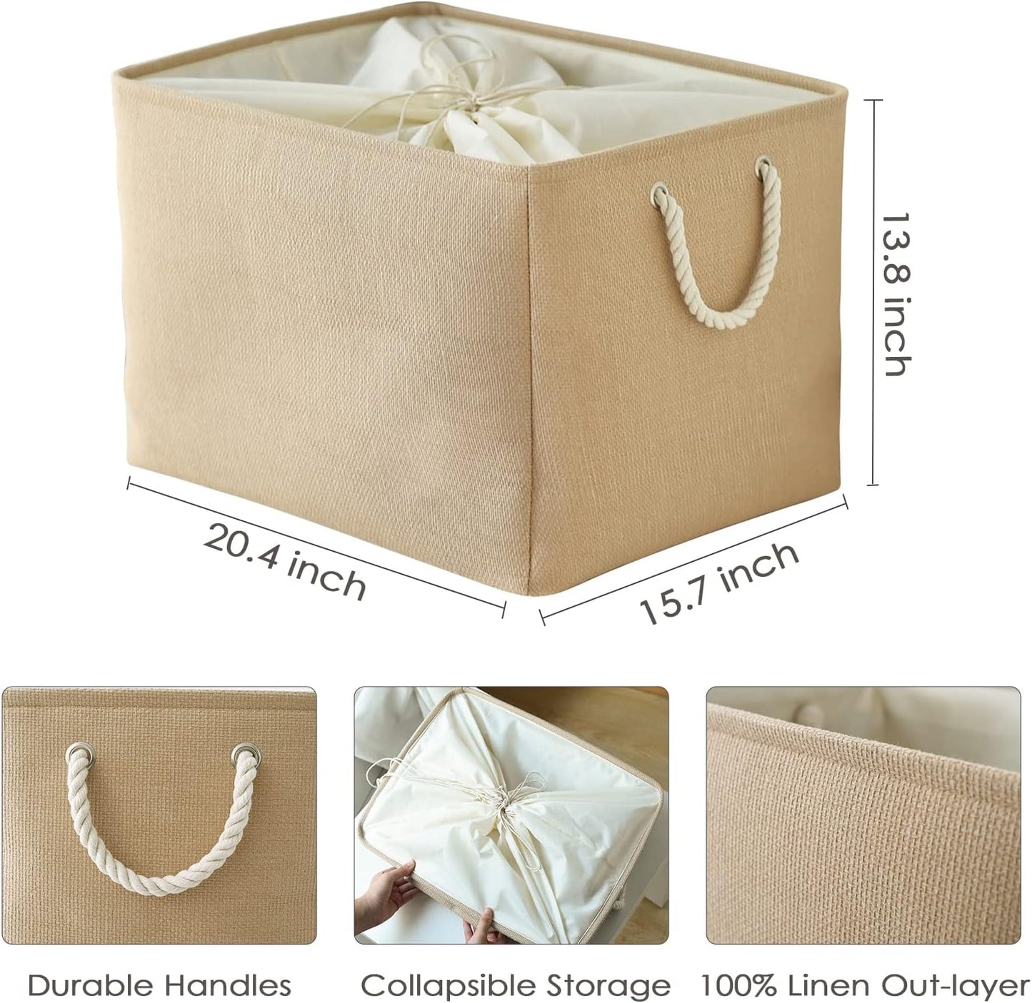 TheWarmHome Storage Bin for Shevles - Extra Jumbo 3Pack 20.5L×15.7W×13.8H inch Organization and