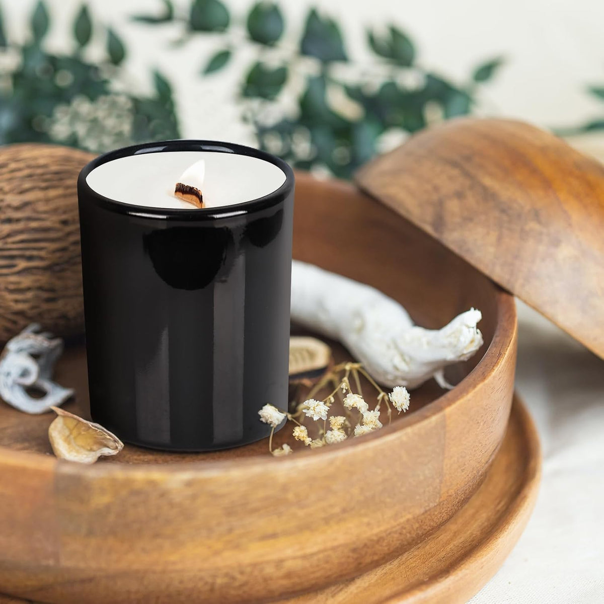 Thick Candle Jars for Making Candles 12 Pcs, 7 OZ Empty Jars with Wood Lids for Candle Making