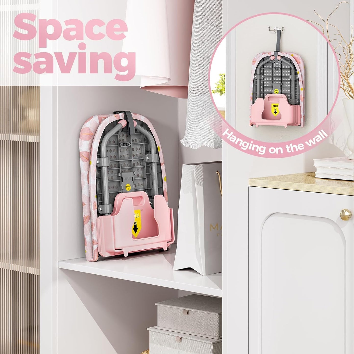 APEXCHASER Small Ironing Board with Iron Holder, Compact Iron Board with Non-Slip Feet, Portable