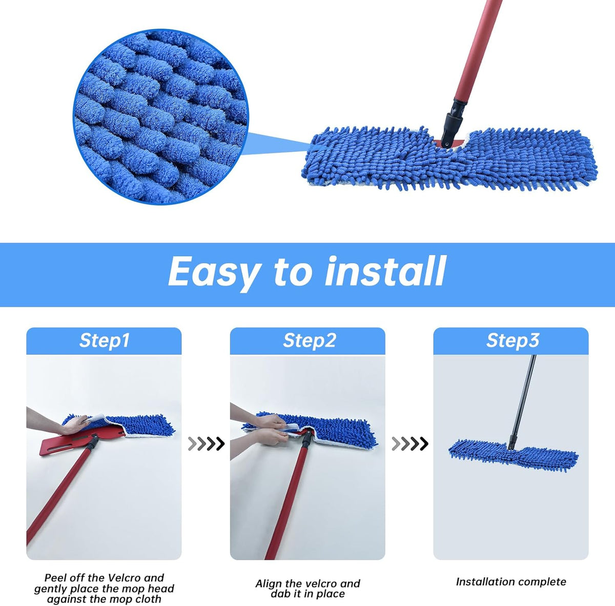 4 Pack Mop Heads Replacements Compatible with O-cedar Dual-Action Flip Mop,Microfiber&Chenille Mop