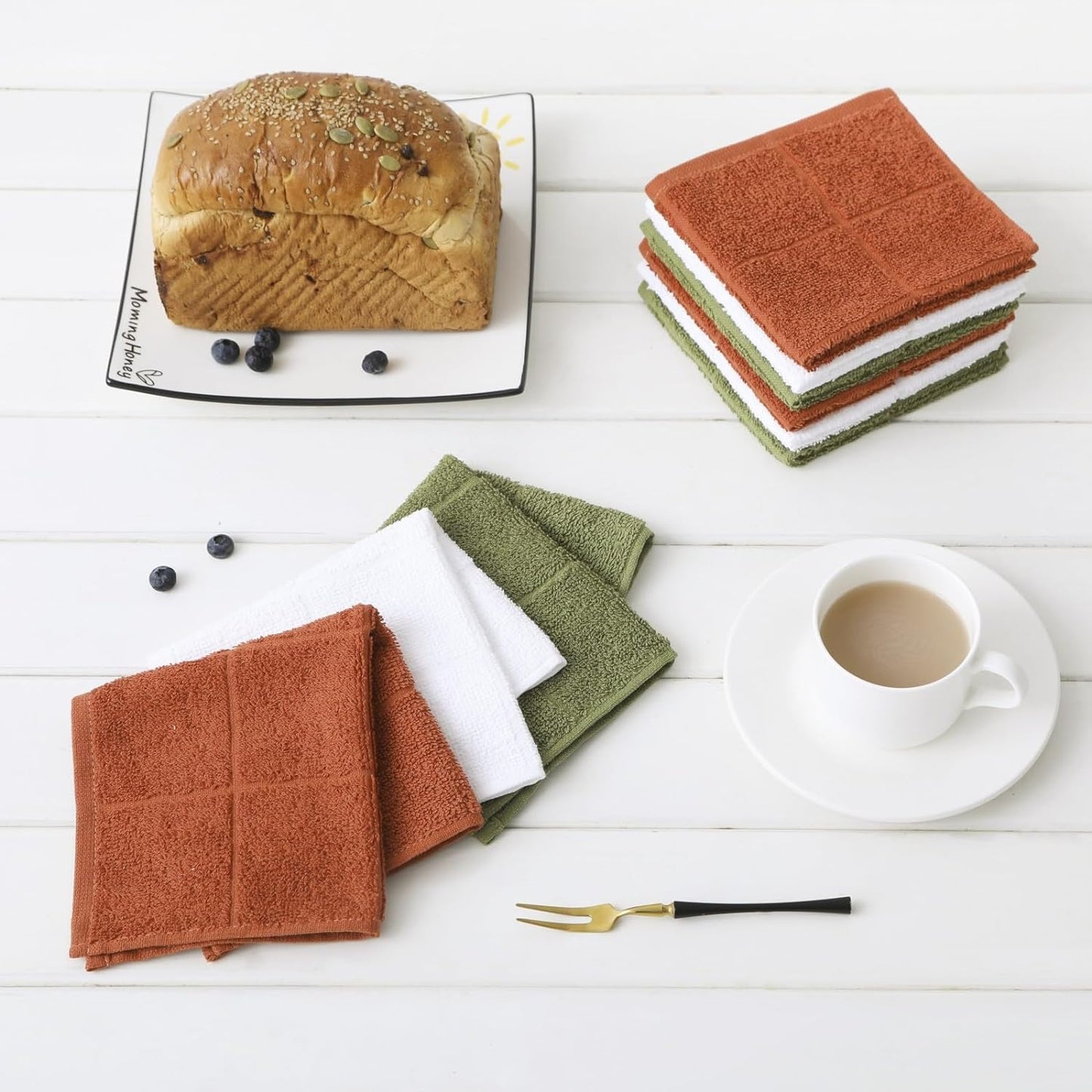 Glynniss Dishcloths Kitchen Highly Absorbent Dish Rags 100% Cotton Dish Cloths for Washing Dishes