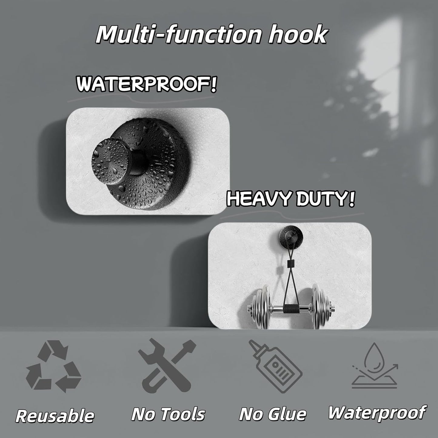 2025 Upgraded Stainless Steel Heavy Duty Suction Cup Hooks For Shower Bathroom Accessories