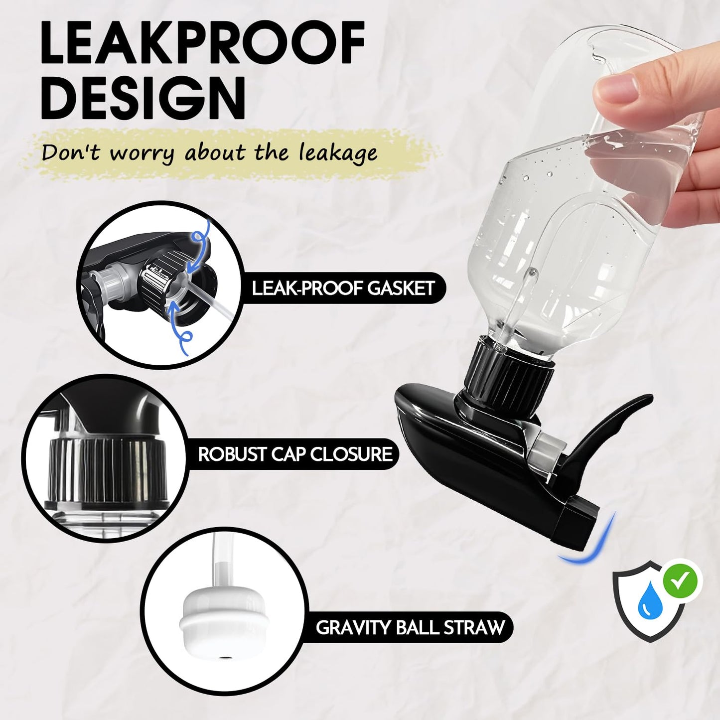 2 Packs Plastic Spray Bottles 360° Water Spray Bottle for Cleaning - 10 oz/300 ml Upside Down Spray