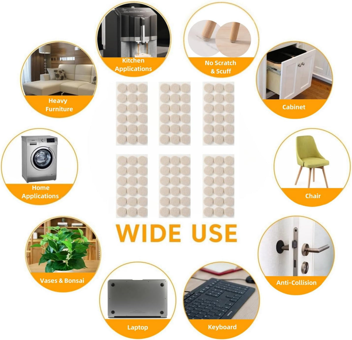 Furnigear Felt Furniture Pads for Hardwood Floors - Self Adhesive Chair Felt Pads, Floor Protector