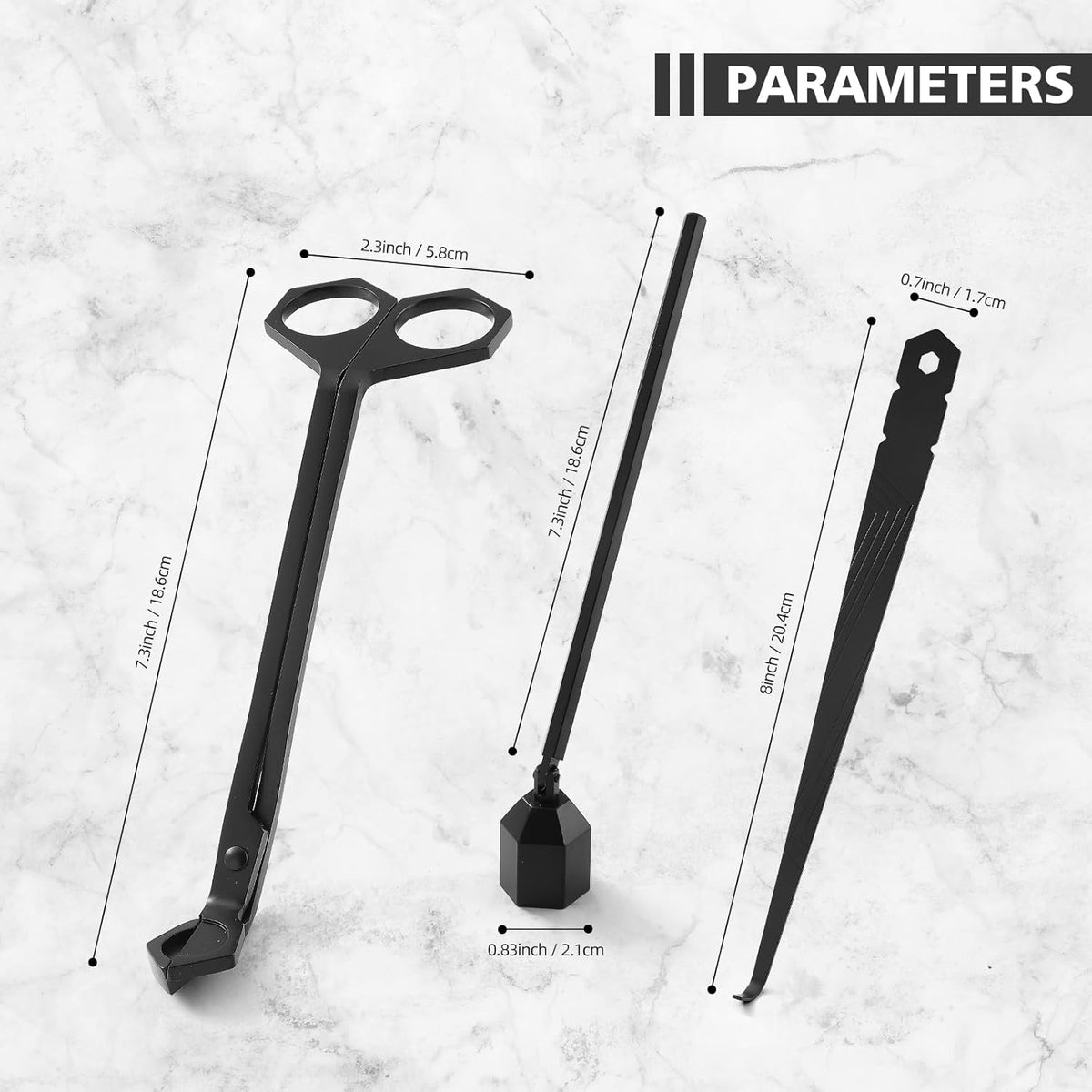 3-in-1 Candle Accessory Set, Wick Trimmer, Candle Snuffer, Wick Spoon, Stainless Steel Material