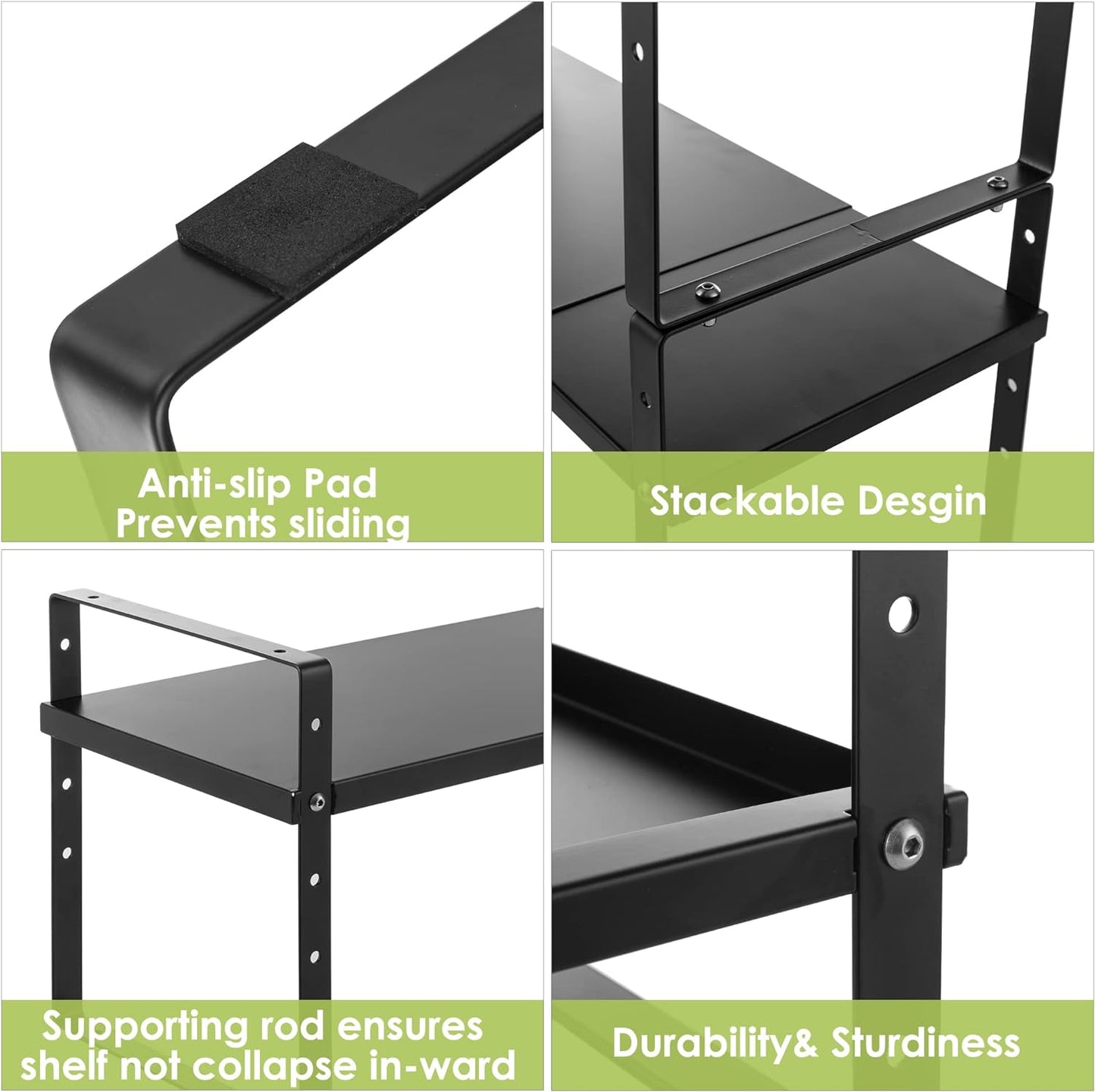 Expandable Cabinet Shelf Organizer Rack, Stackable Kitchen Counter Storage Shelves Stand