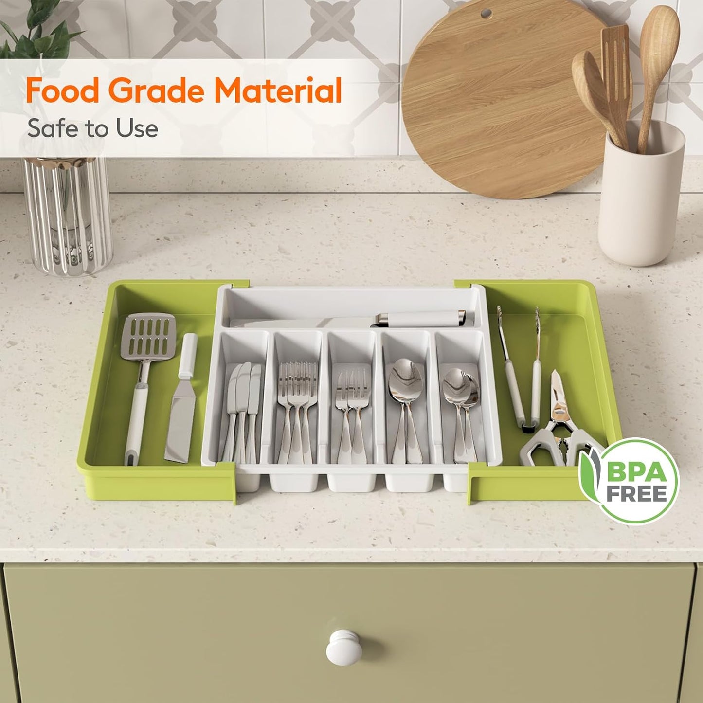 Lifewit Silverware Drawer Organizer, Expandable Utensil Tray for Kitchen, BPA Free Flatware and