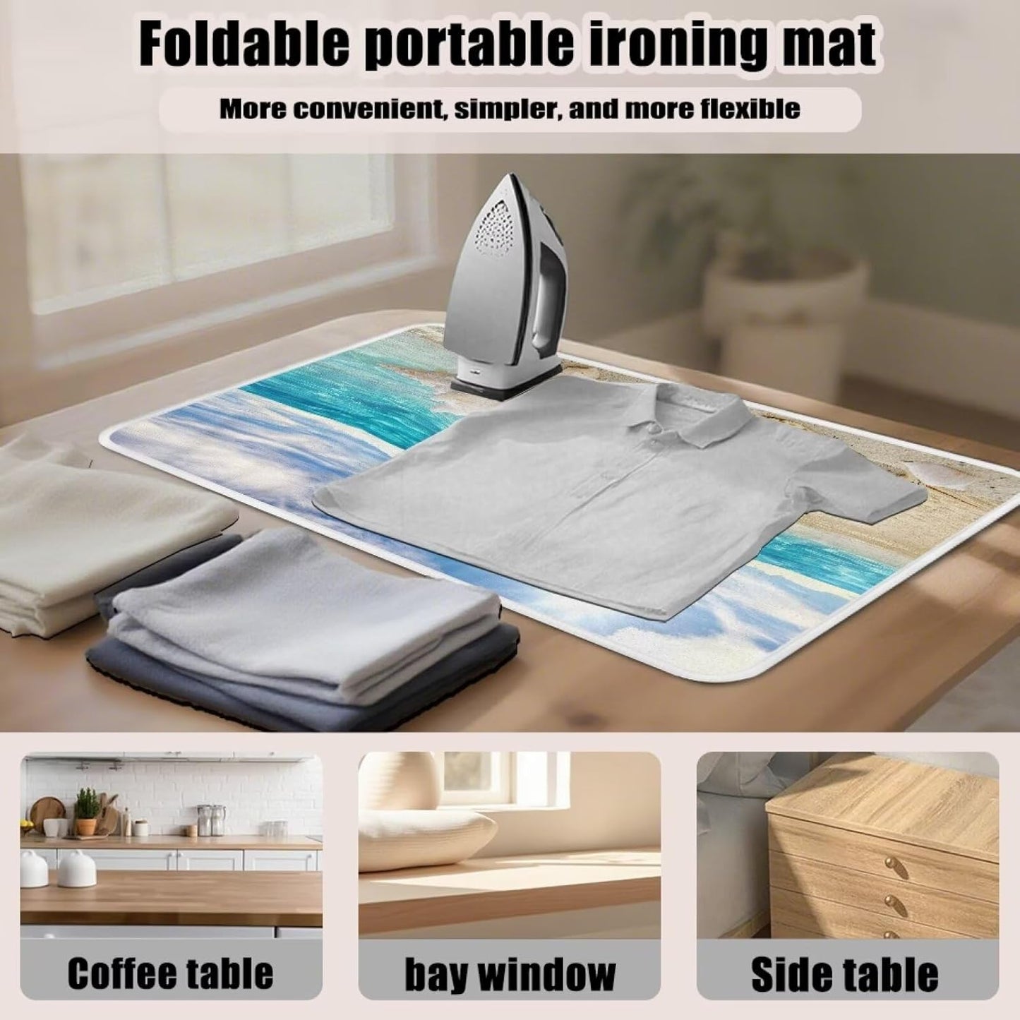 Ironing Mat Hawaiian Beach Heat Resistant Ironing Blanket Thick Portable Travel Ironing Pad for