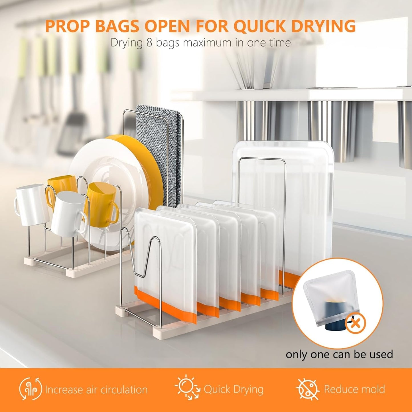 Reusable Bag Drying Rack,Silicone Bag Drying Rack,Plastic Bags Dryer Rack,Dryer Rack for Silicone