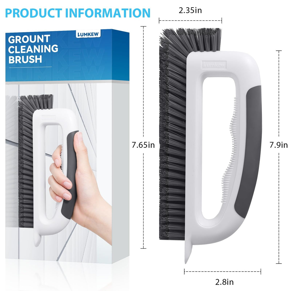 Lumkew Grout Cleaning Brush, V Shape Stiff Grout Cleaner Brush for Floors Tile Grout Scrubber