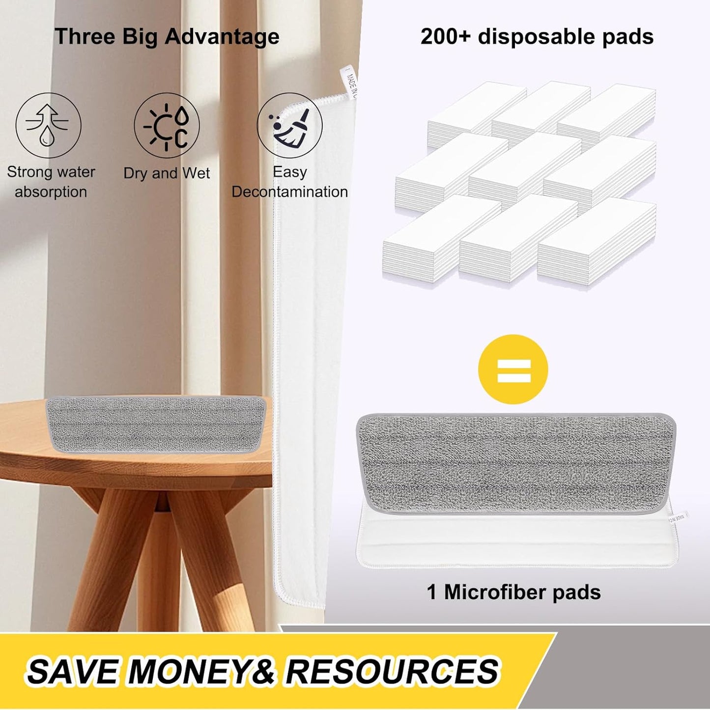 16.5 inch Reusable Mop Pads Microfiber Spray Mop Replacement Heads for Wet/Dry Mops Compatible with