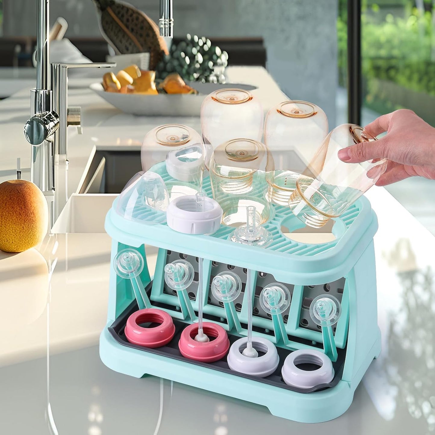 Baby Bottle Drying Rack:Space Saving Standing Drying Rack for Baby Bottles and Pump Part
