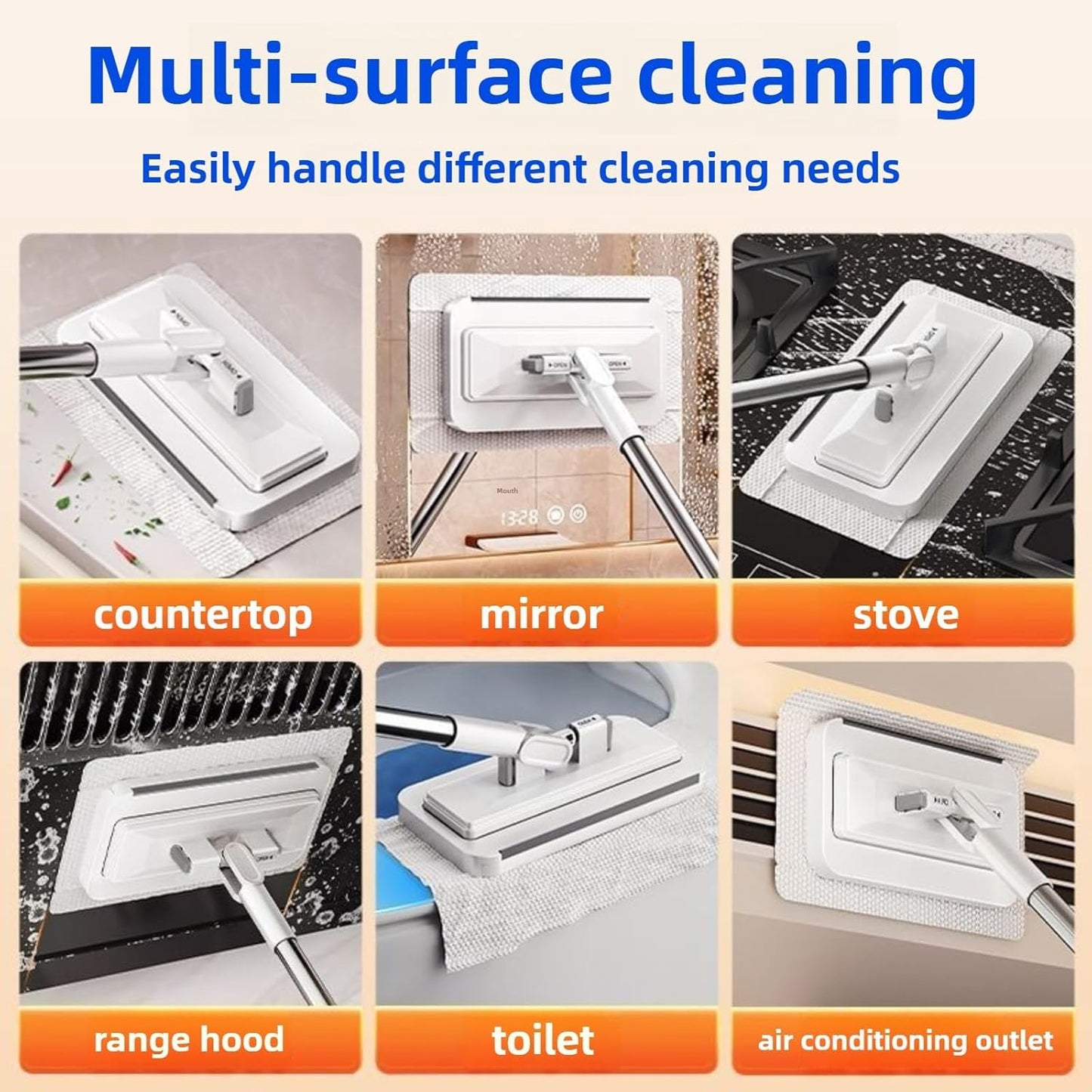 2025 New Mini Disposable Dust Mop with 20 Dry Wet Disposable Pads No-Touch Dirty Cleaning Dust Mop