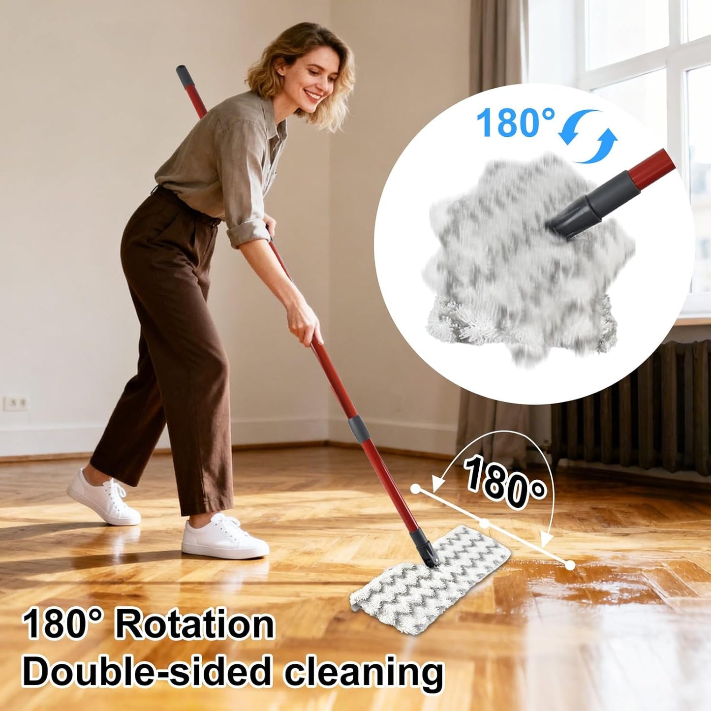 Microfiber Mops for Floor Cleaning, Dust Mop for Hardwood Floors with 2 Heavy Scrub Mop Pads, 2