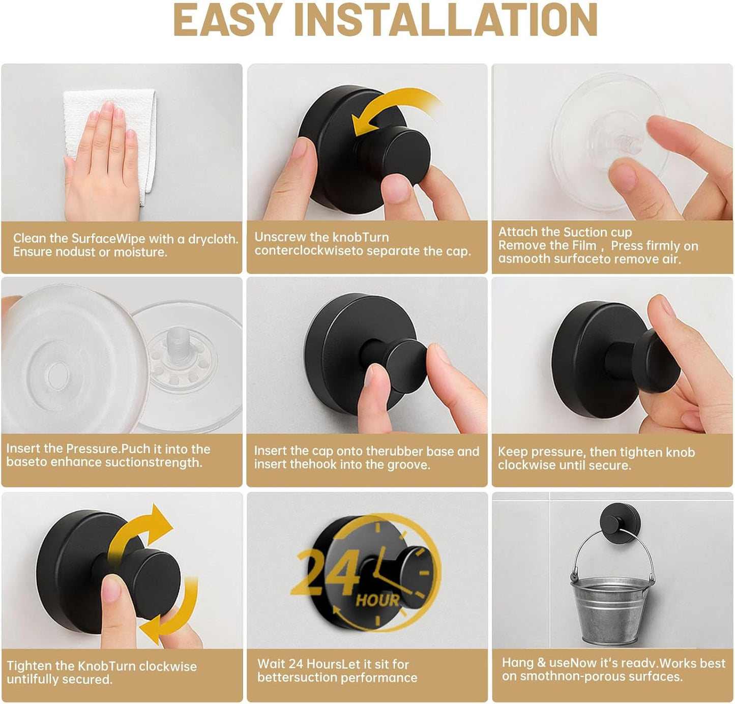 4 Pcs Suction Cup Hooks for Shower,Removable Hooks,Towel Hook,Suction Hook for Bathroom, Bedroom
