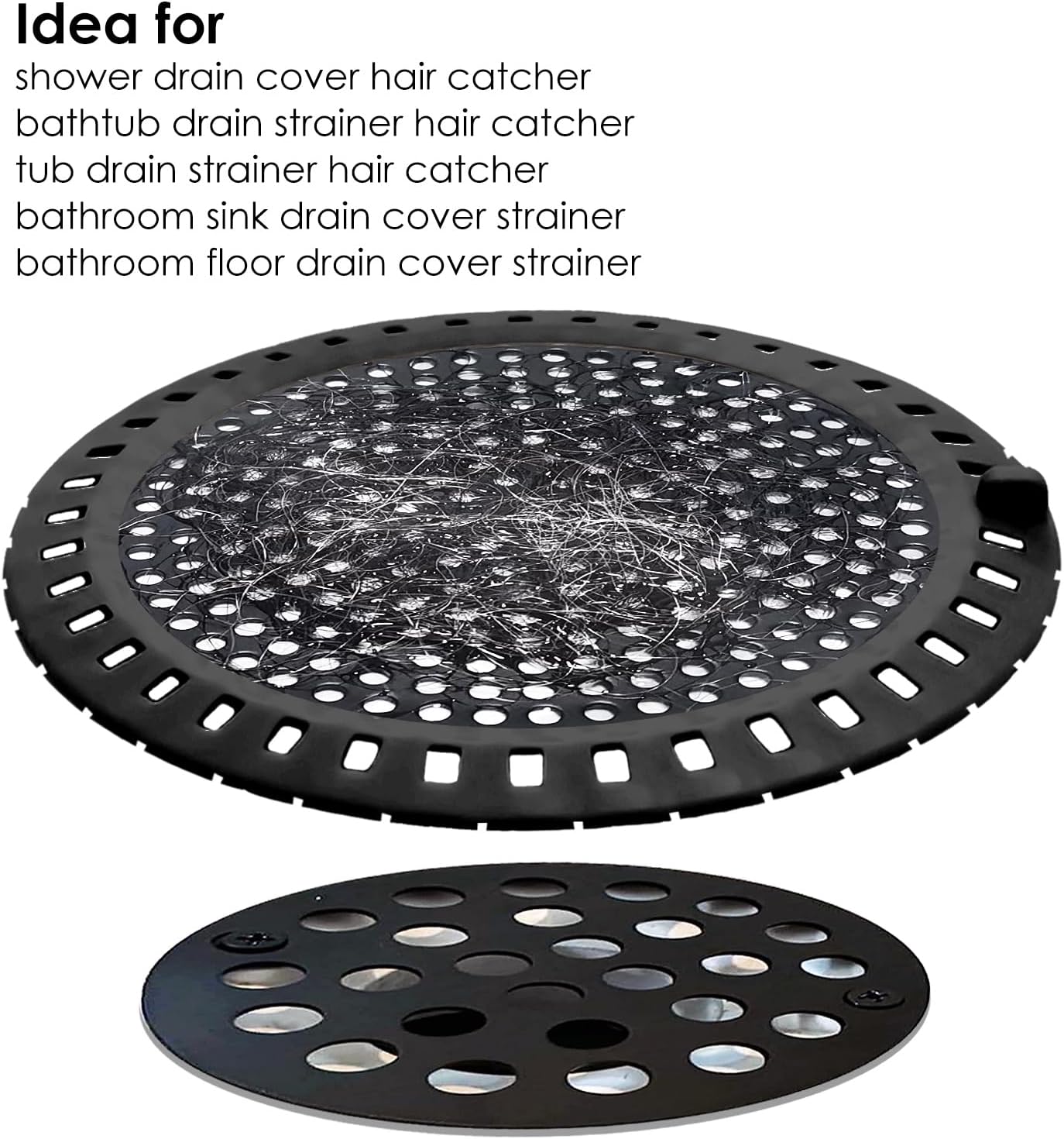 2PCS Shower Hair Drain Catcher/Strainer/Cover/Filter/Trap, Hair Stopper Floor Drain, Stainless
