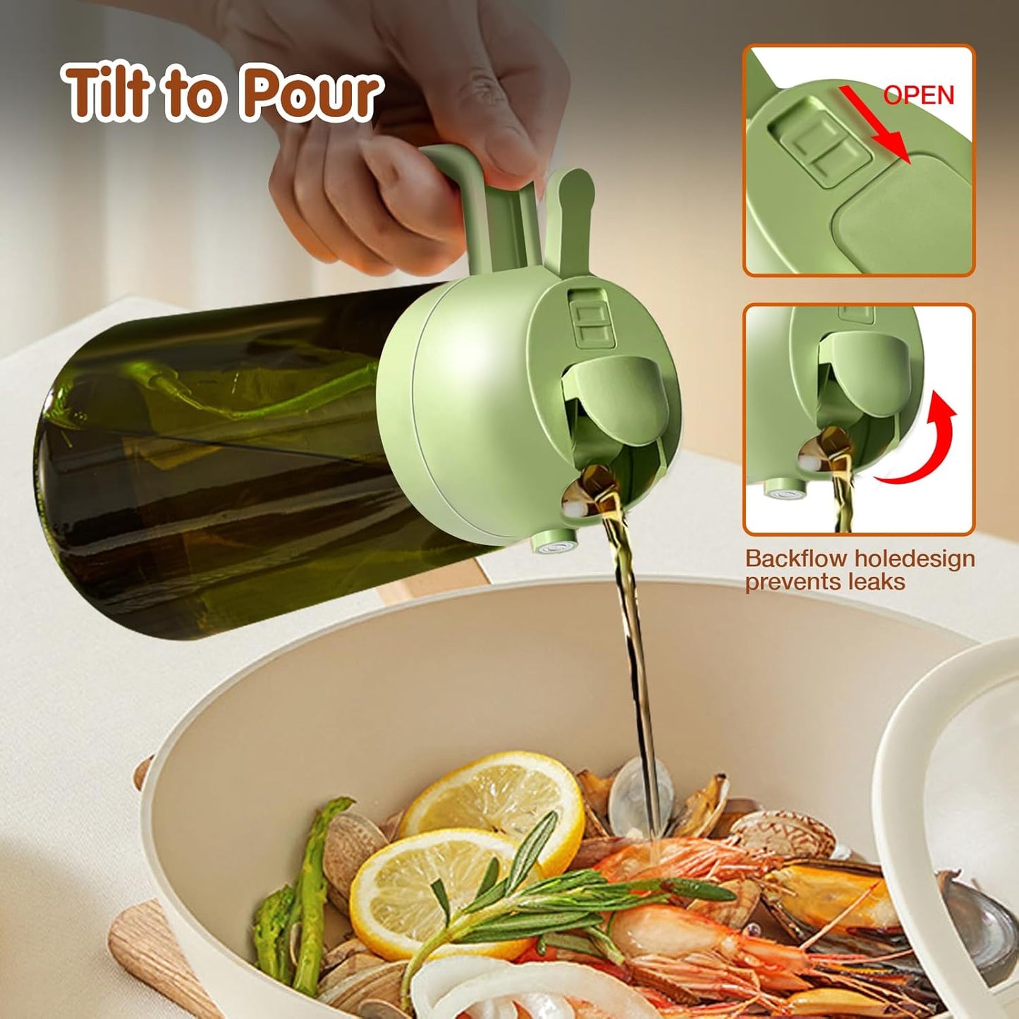 YARRAMATE 2PCS 16oz/470ml Oil Sprayer for Cooking with Stickers, Food-Grade 2 in 1 Olive Oil