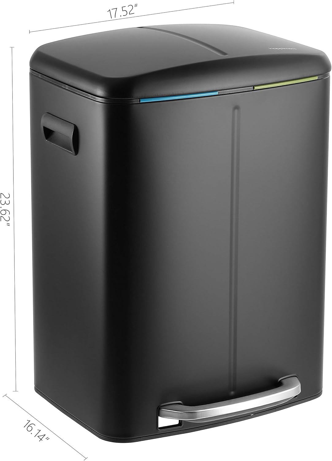 happimess HPM1005B Marco Rectangular 10.6-Gallon Double Bucket Trash Can with Soft-Close Lid