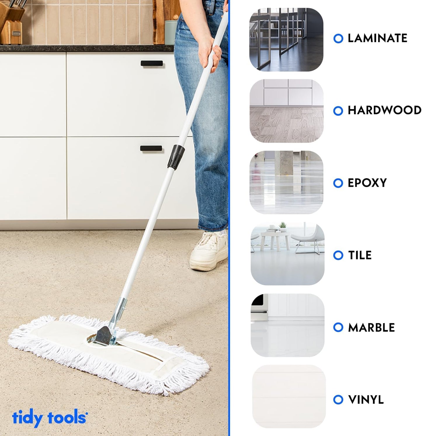 Commercial Dust Mop – 36 Inch Floor Sweeper for Hardwood, Reusable Cotton Mop Head, Extendable