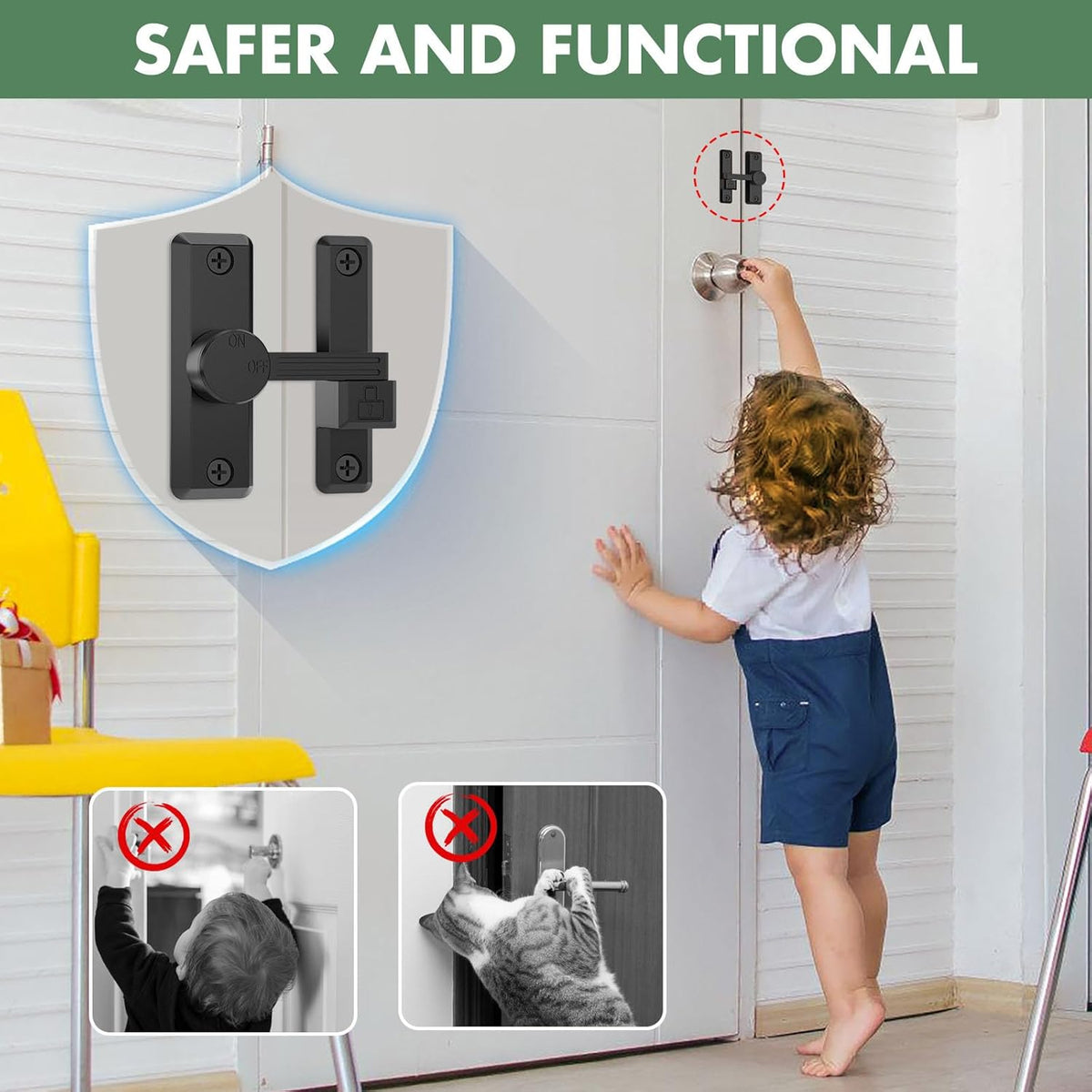Barn Door Lock Latch, 90/180 Degree Flip Sliding Door Latch for Garage, Bedroom, Cabinet, Sturdy