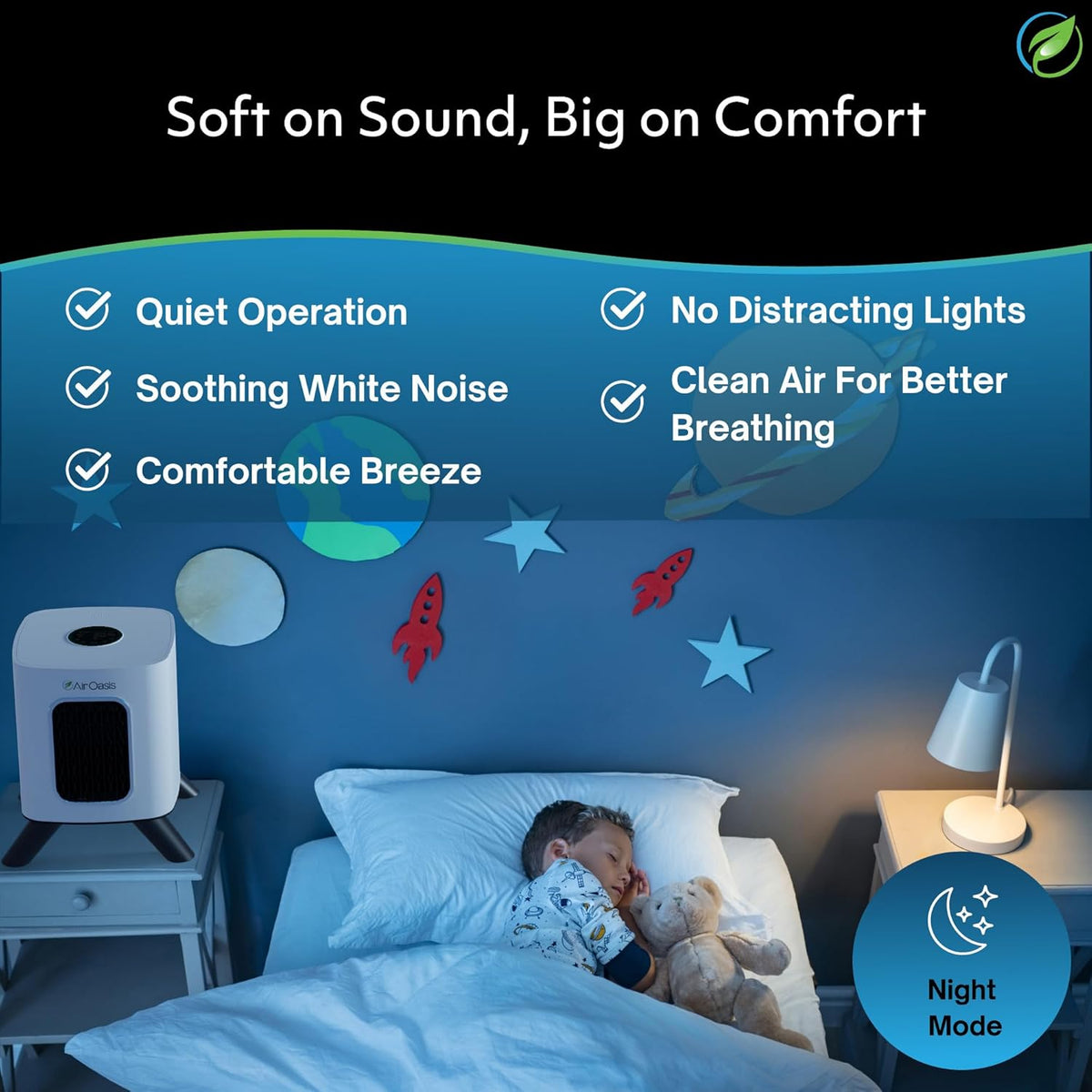Air Oasis iAdaptAir 2.0 H13 HEPA Filter Air Purifier Reduces 99% of Viruses, Mold, Dust, Smoke