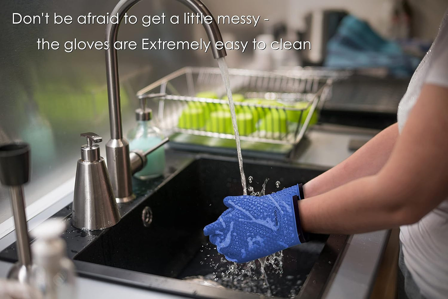 KITCHEN PERFECTION Silicone Smoker Oven Gloves -Extreme Heat Resistant BBQ Gloves -Handle Hot Food