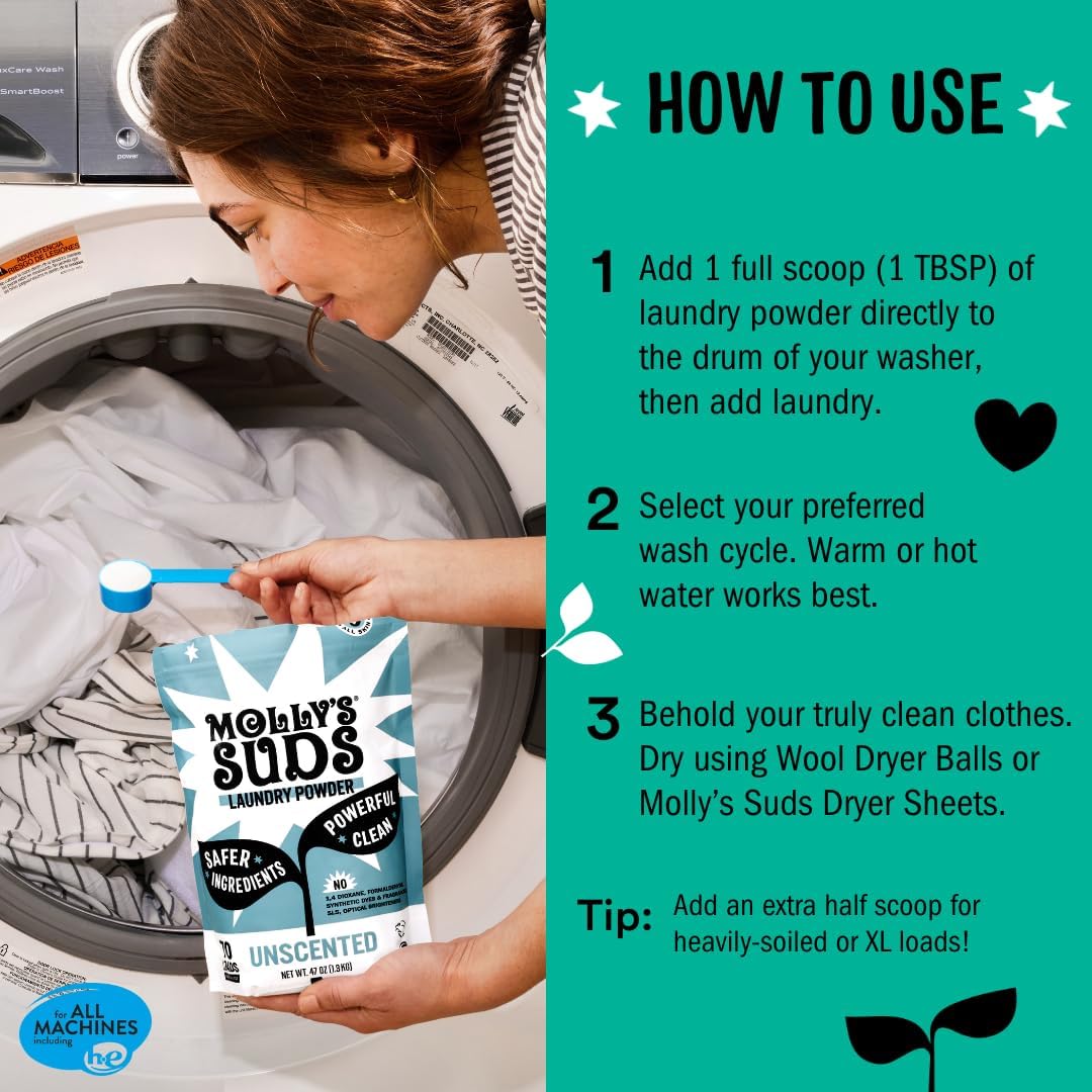 Molly's Suds Original Laundry Detergent Powder | Clean Laundry Detergent Powder for Sensitive Skin